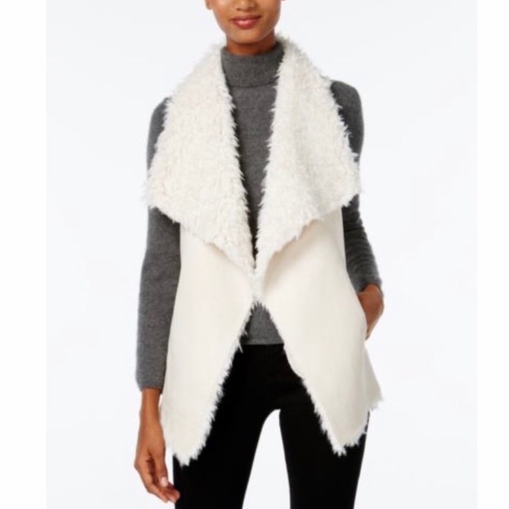 Ivory color cute Sherpa fur vest